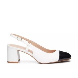 Elegant White and Black Women's Slingback Shoes